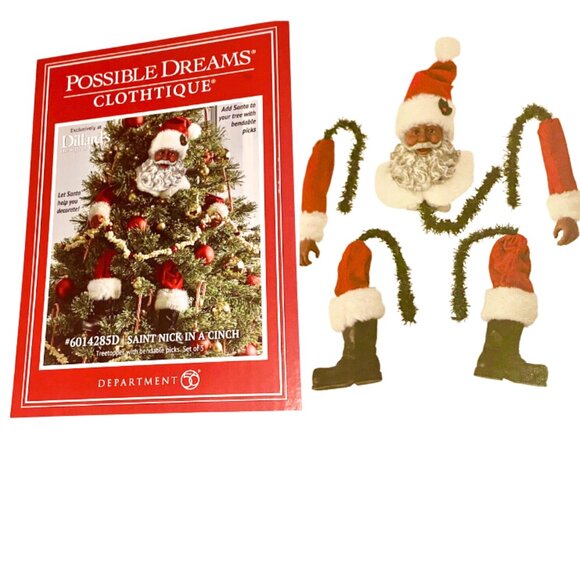 Possible Dreams Clothtique African American Santa Cinch Christmas Tree NWOB - Picture 1 of 3